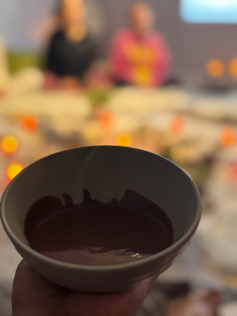 Cacao ceremony ritual using sacred plant medicine for heart opening, intention setting, and emotional connection