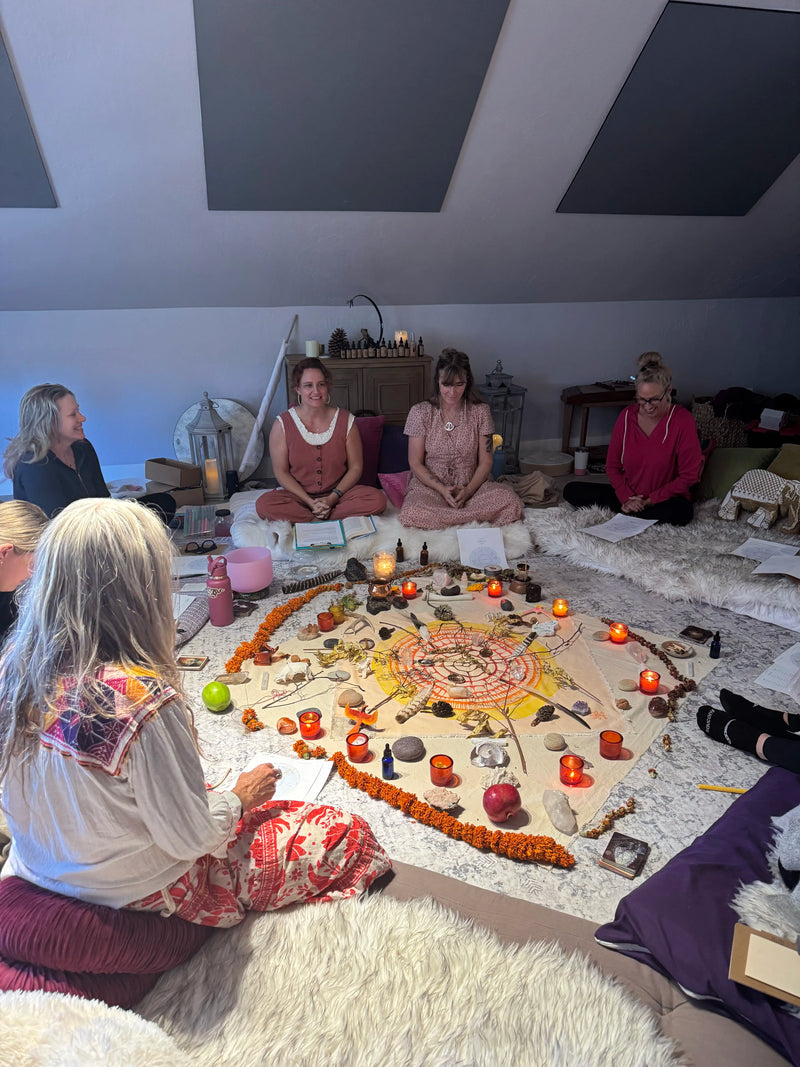 Community wellness gathering featuring meditation, breathwork, sound healing, and ceremonial practices for personal growth and spiritual connection